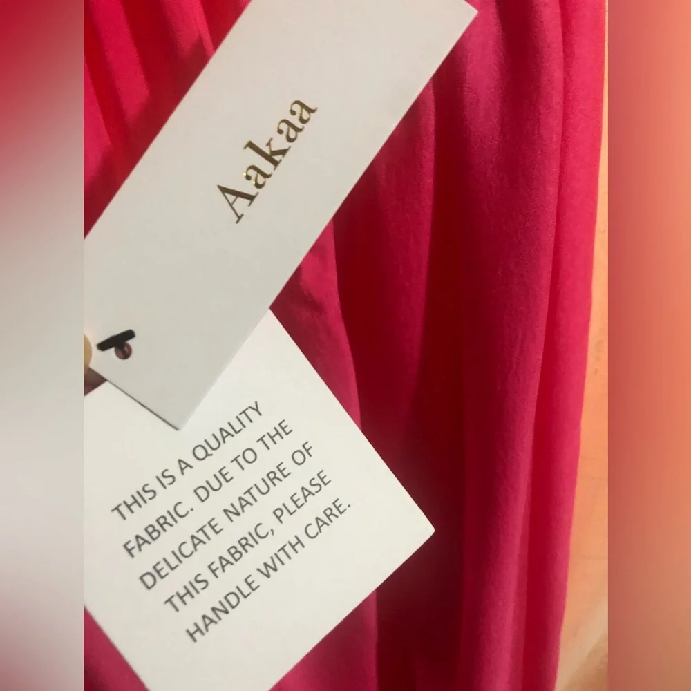 Color Block Halter Maxi Dress in Hot Pink & Orange - Size: Medium - Brand: Aakaa - Picture 2 of 11